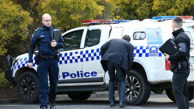 Police on the scene at Sunbury McDonald’s yesterday. Picture: Mark Stewart