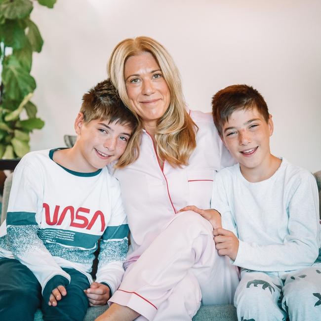 Sherri Kiernikowski, pictured with her sons, was on a mission to create the ultimate pyjamas for women.