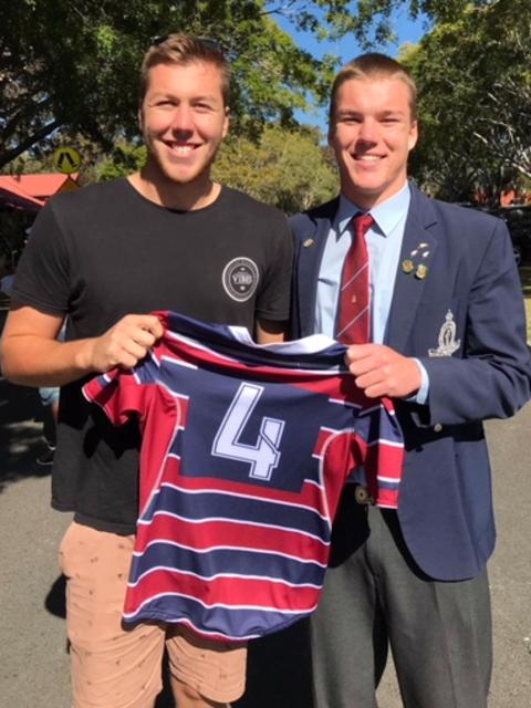Proud brother Angus with Wilson Blyth (right) after their First XV jersey presentation at The Southport School.