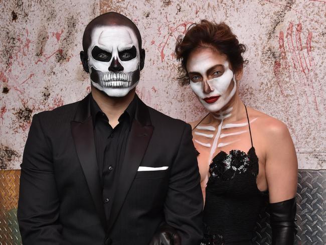 Casper Smart and Jennifer Lopez attend Heidi Klum's 16th Annual Halloween Party.