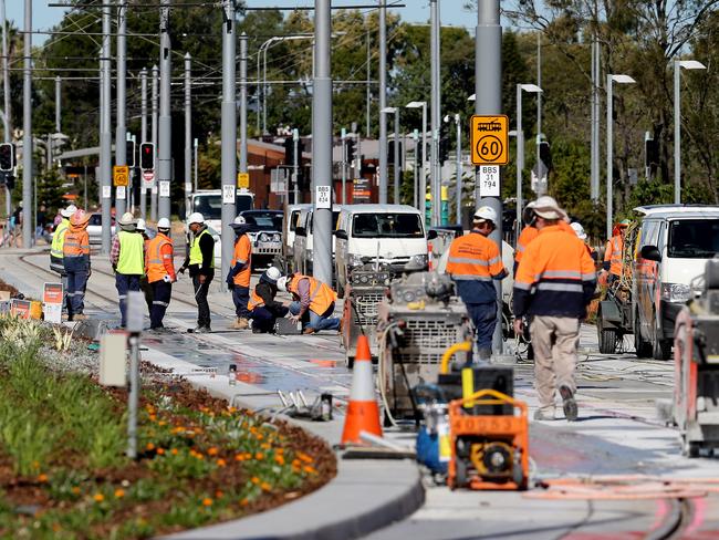 Construction evident on the light rail near the South Broadbeach station. Pics Adam Head