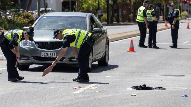 Woodville Rd was closed to southbound traffic, between Port and Findon roads, for quite some time while major crash attended the scene. Picture: NCA NewsWire / Kelly Barnes