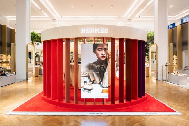 An advertisement for luxury goods brand Hermès at David Jones’ Elizabeth Street department store.