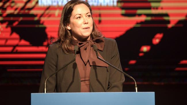 Victorian Minister for Agriculture Jaclyn Symes opens the Global Table conference at Melbourne Showgrounds last year.