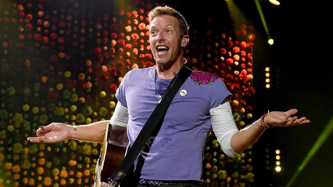 Coldplay frontman Chris Martin, who says the band won’t immediately tour its new album over climate fears. Picture: Getty Images