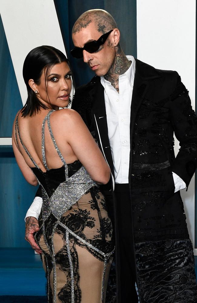 Barker, Blink 182 fame, is now married to Kim’s sister Kourtney Kardashian. Picture: Patrick T. Fallon/AFP