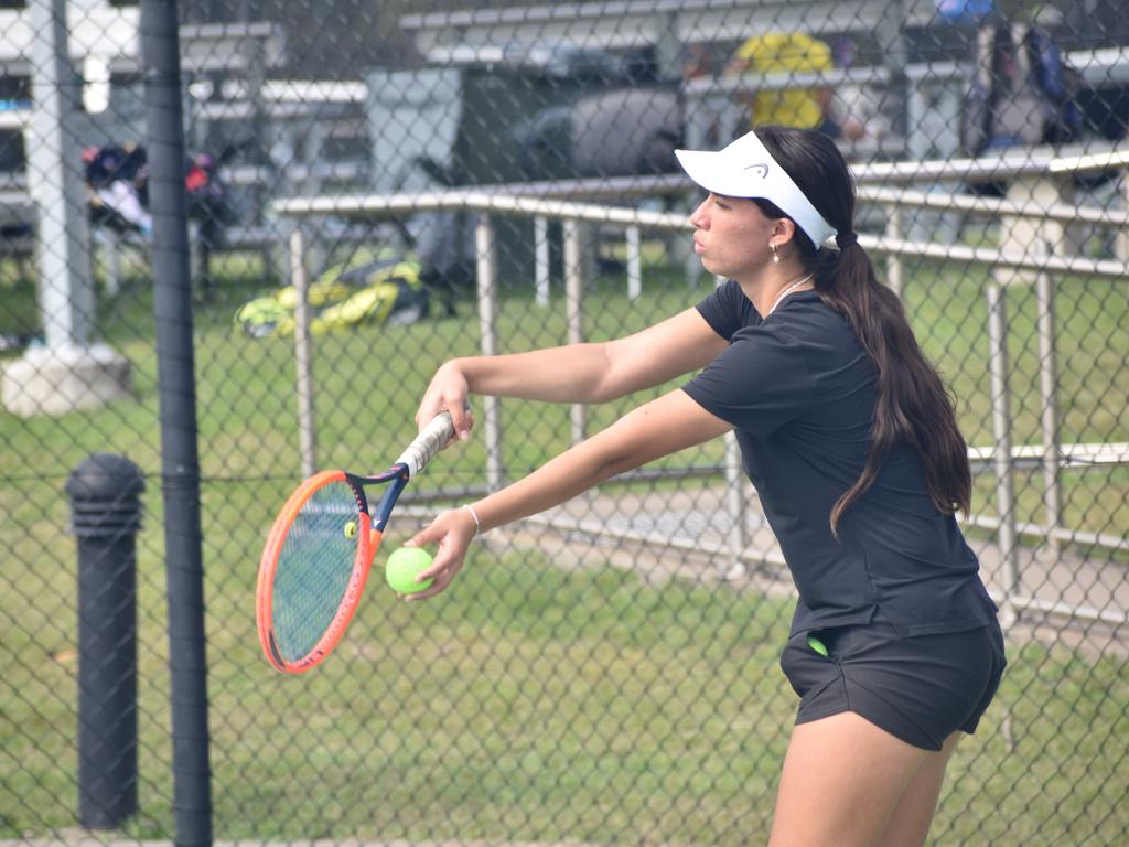 Players on court at the JDS Central Region tournament at the Rockhampton Regional Tennis Centre on July 14, 2024.