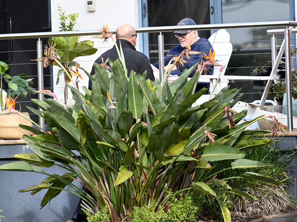 Scott Morrison was spotted sitting outside his home in the Shire on Friday. Picture: NCA NewsWire/Jeremy Piper