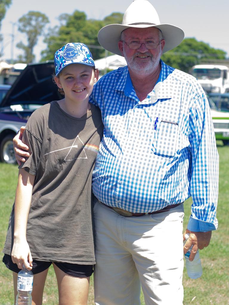 Sarah Clegg and ring announcer Dale Tokely at the 2023 Murgon Show.