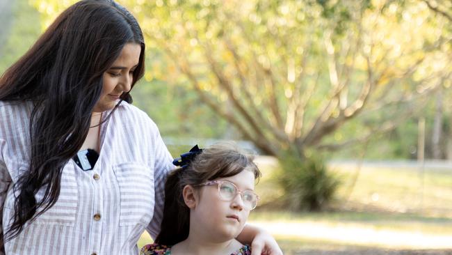 Eight-year-old Violet Knight with her mother Kendall Knight. Picture: Danica Clayton