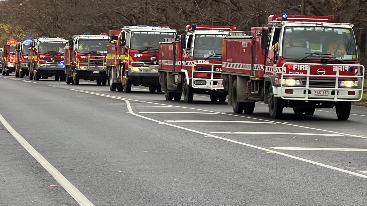 CFA trucks convoy in Campertown as Premier visits