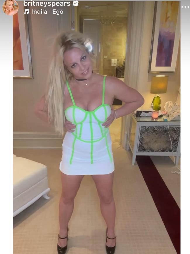 Spears in her “cocktail” dress. Picture: Instagram