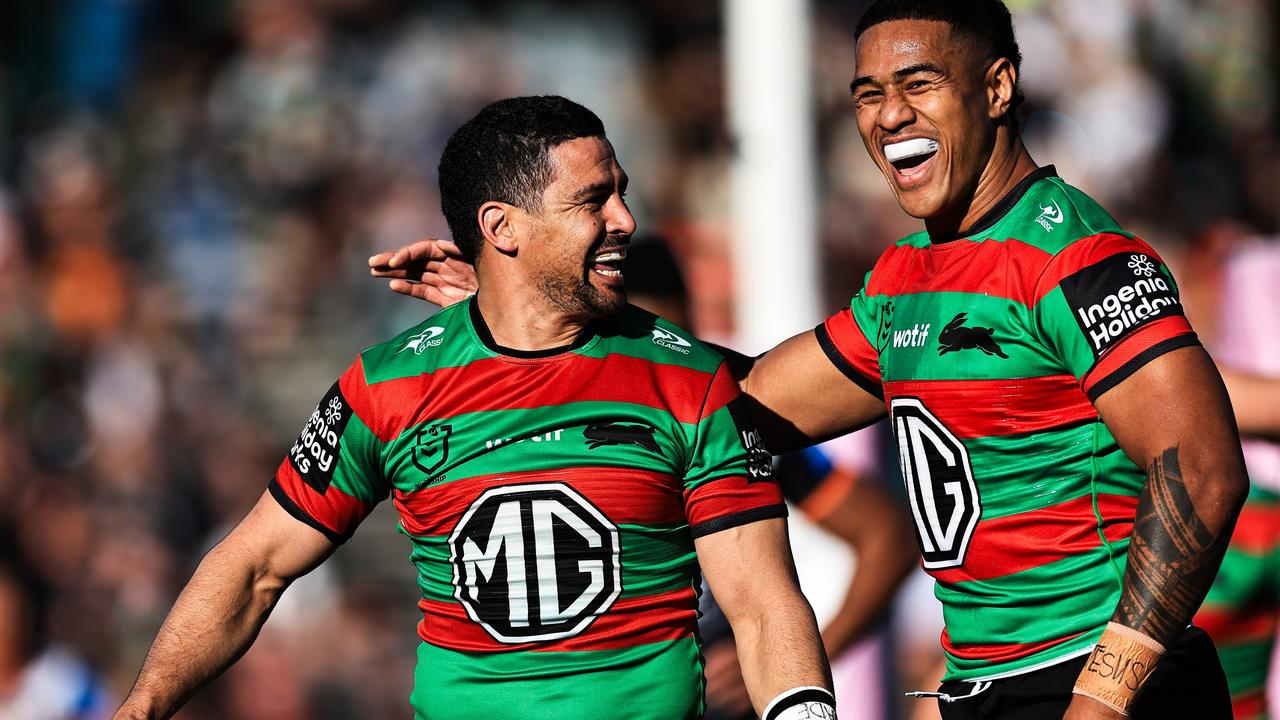 The Rabbitohs had to dig deep with several late tries to beat the Tigers. Picture: Mark Evans/Getty Images