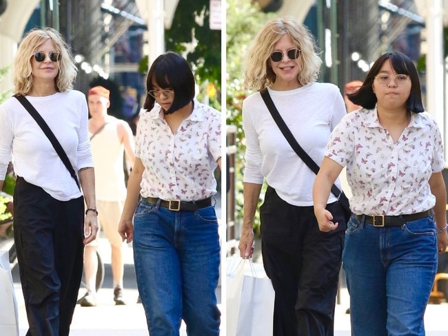 AU_3011007 - New York City, NY - *EXCLUSIVE* - Meg Ryan and her 19-year-old daughter Daisy go on a shopping spree in Manhattan’s SoHo neighborhood and TriBeCa. The mom and daughter duo shopped for books at McNally Jackson Bookstore in the SoHo area and for clothes in TriBeCa. Pictured: Meg Ryan, Daisy True Ryan BACKGRID Australia 28 AUGUST 2024 BYLINE MUST READ: BrosNYC / BACKGRID Phone: + 61 419 847 429 Email: sarah@backgrid.com.au