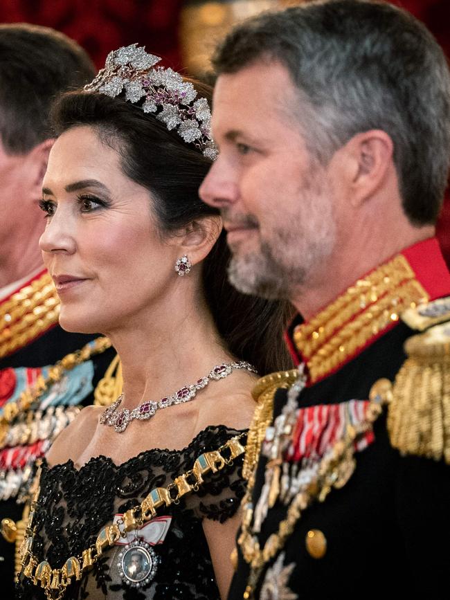 Danish Crown Princess Mary attends the gala banquet at Christiansborg Palace. Picture: Ida Marie Odgaard