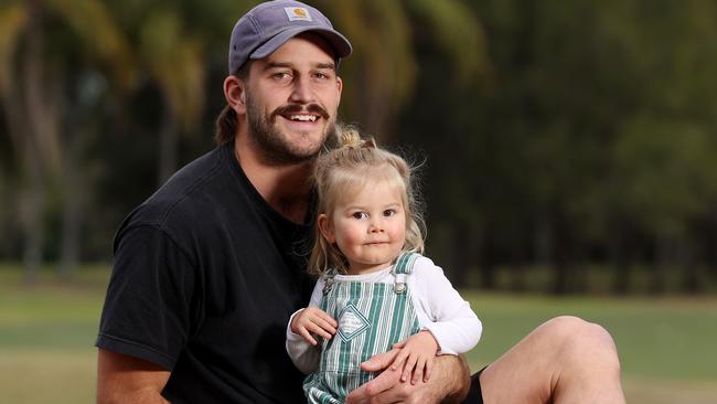 Western Bulldogs forward Josh Bruce and his daughter Poppy. Picture: Michael Klein