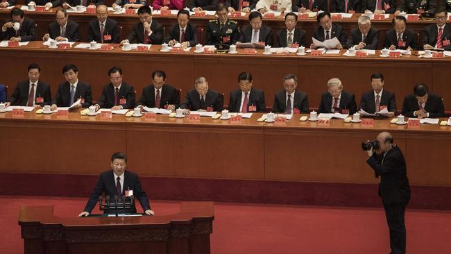 Chinese President Xi Jinping speaks at the opening session of the 19th Communist Party Congress held at The Great Hall Of The People on October 18, 2017 in Beijing, China. (Photo by Kevin Frayer/Getty Images)