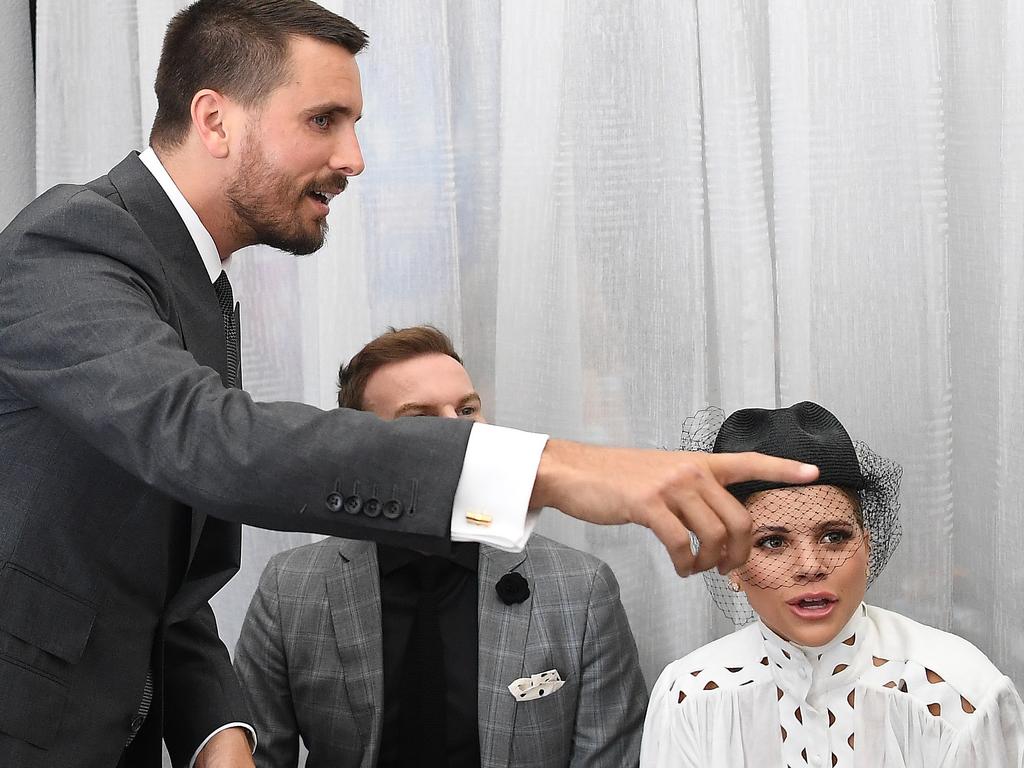 Scott Disick and Sofia Richie hang out in the Ultra Music Festival marquee. Picture: AAP