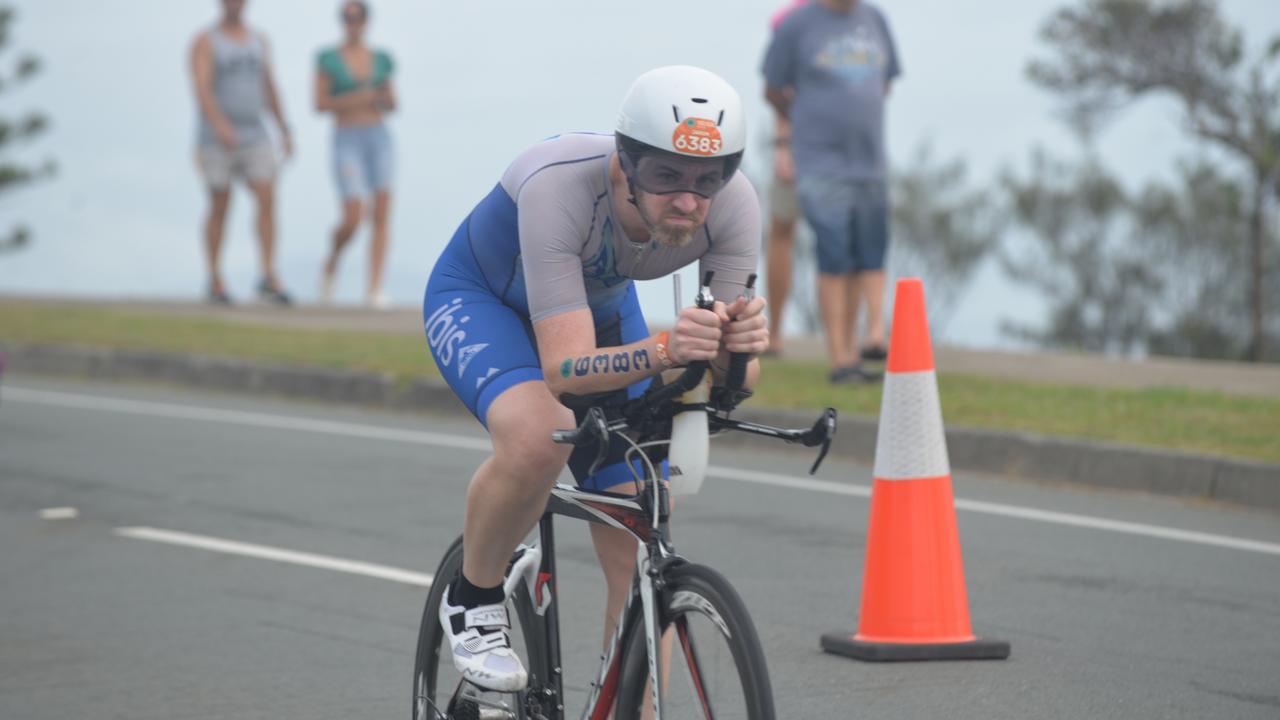 Jarom Leneham in the sprint event at the 2023 Mooloolaba Triathlon.