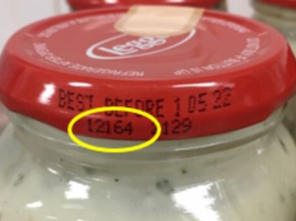 The jars affected have this five-digit code. Picture: Supplied