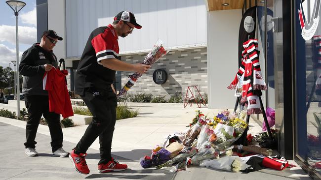 Saints fans head to the club’s headquarters to pay their respects to Frawley. Pic: Getty Images