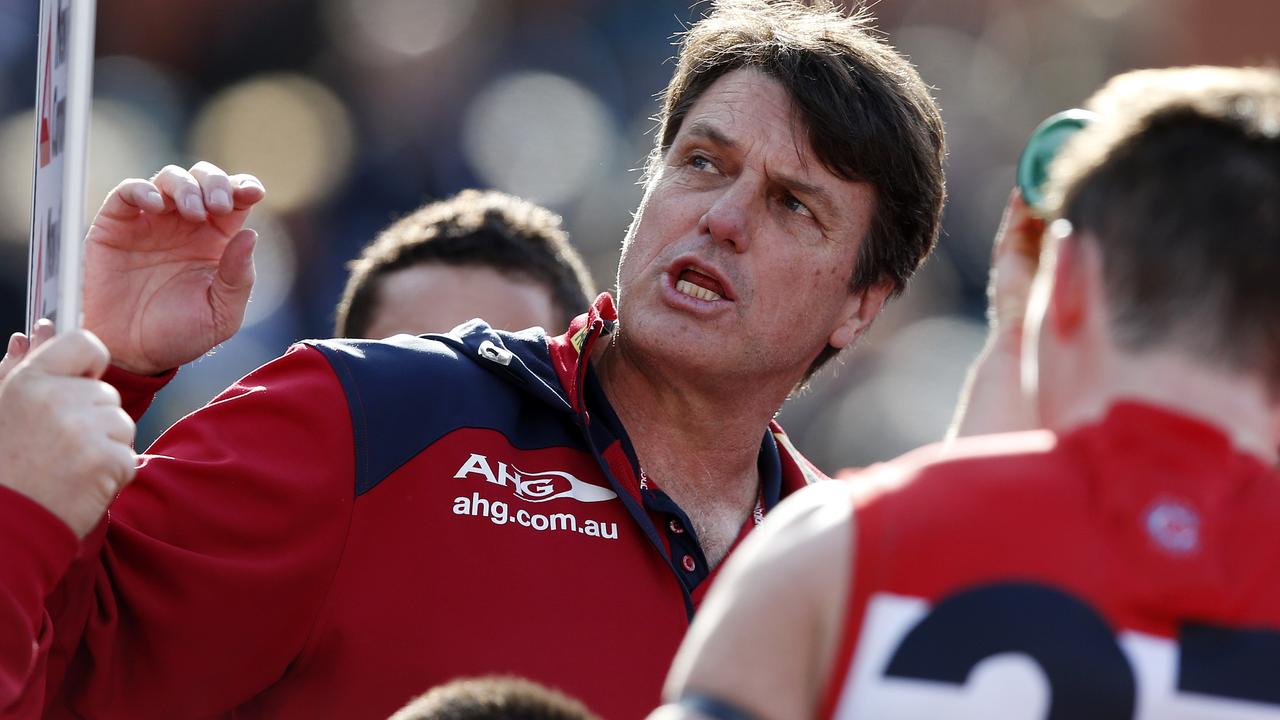 AFL - Port Adelaide v Melbourne at Adelaide Oval. Paul Roos and 3 quarter time. Photo Sarah Reed.