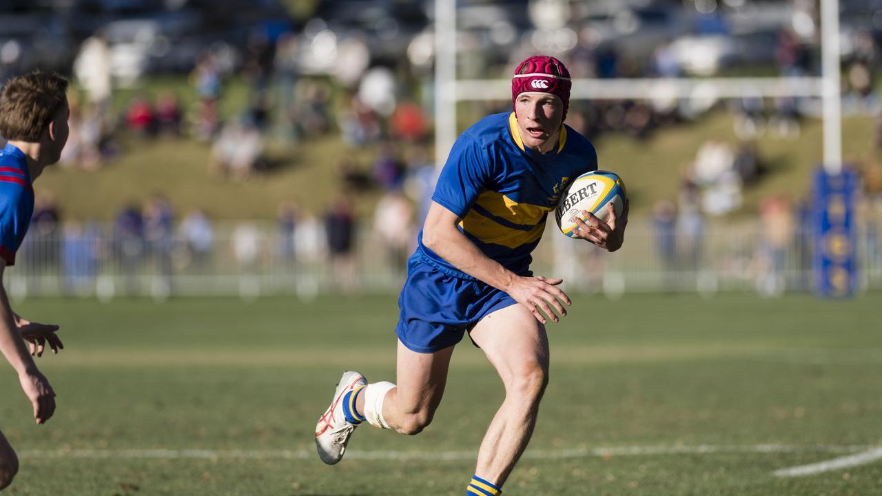 Harry Newnham for Grammar in O'Callaghan Cup on Grammar Downlands Day at Toowoomba Grammar School, Saturday, August 19, 2023. Picture: Kevin Farmer