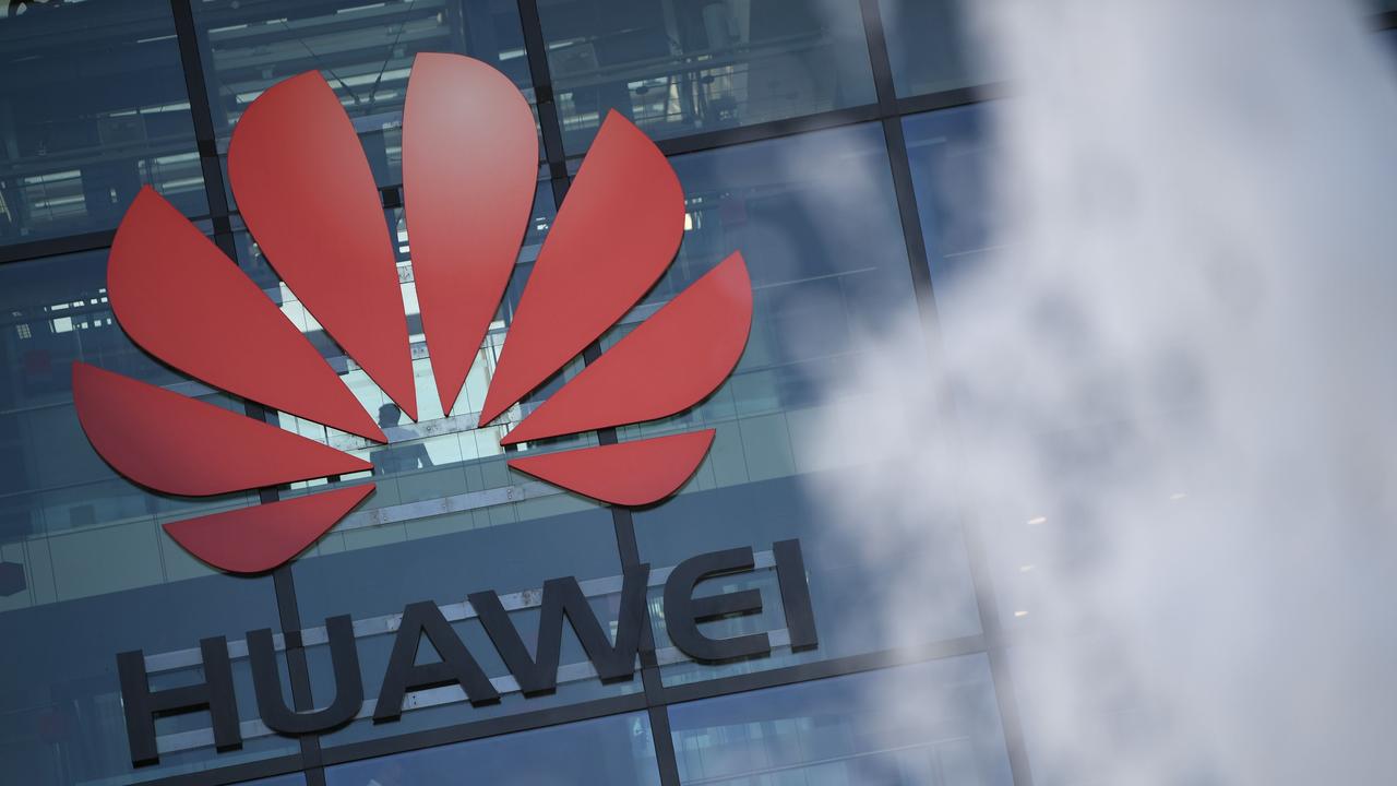 The Huawei logo displayed on its Reading, UK office. Picture: Daniel Leal-Olivas / AFP