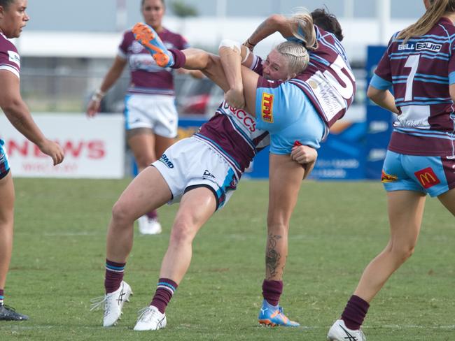 Cutters BMD women's game was a tough battle often lead by Emma Manzelmann on April1, 2023. Picture: Marty Strecker