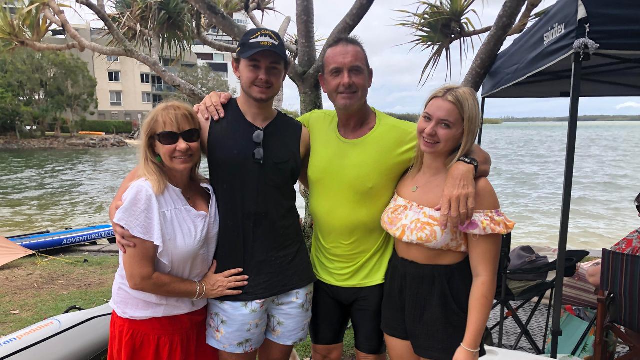 Rowenia, Trent, Marty and Ella Kwast enjoy Christmas celebrations at Cotton Tree Park. Picture: Laura Pettigrew.