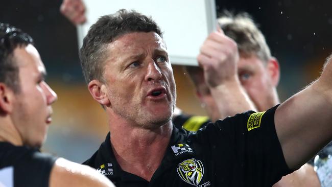 Richmond coach Damien Hardwick said it felt like there were “75,000 people” in the Tigers’ forward line on Sunday. Picture: Getty Images