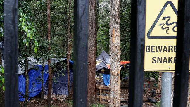 Inside Coffs Harbour’s tent city. Picture: Toby Zerna