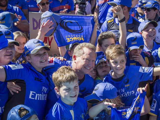 Andrew Forrest in the crowd during a rally in support of the Western Force. Picture: AAP