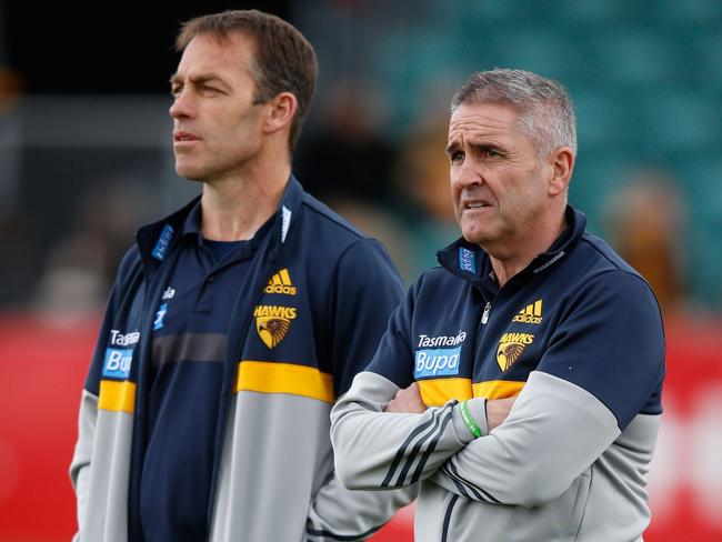 Alastair Clarkson and Chris Fagan. (Photo by Adam Trafford/AFL Media/Getty Images)