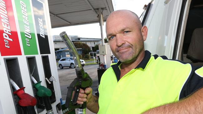 Tradesman Ash Kirwan fills up despite the price hikes for petrol. Pic Mike Batterham