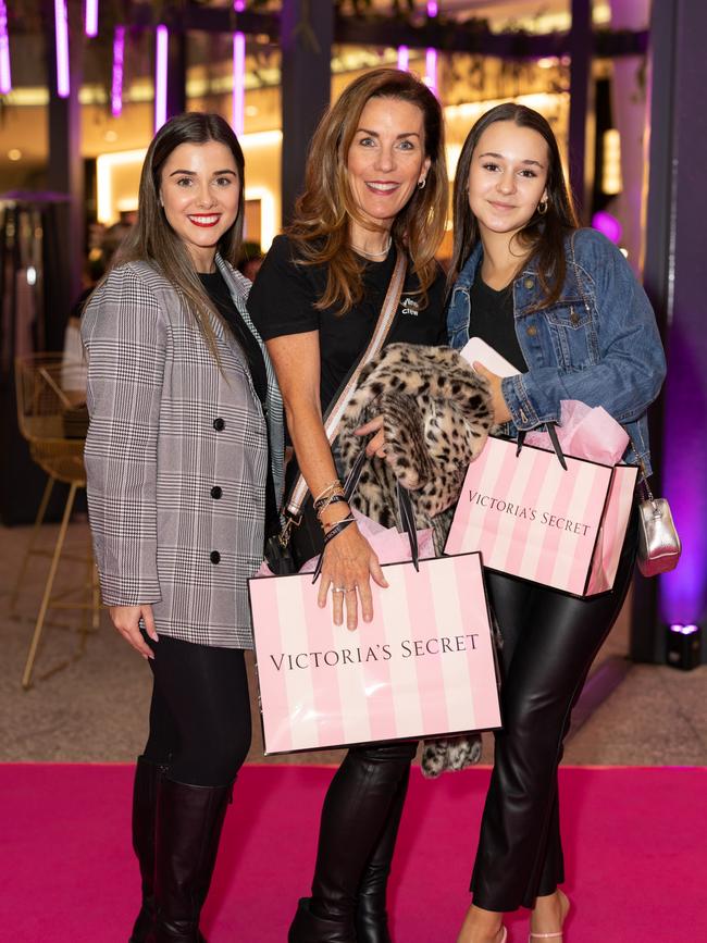 Lauren Goodellis, Jano Kotzas and Liberty Kotzas at the Victoria's Secret Queensland Flagship Store Opening at Pacific Fair. Photo: Celeste Humphrey
