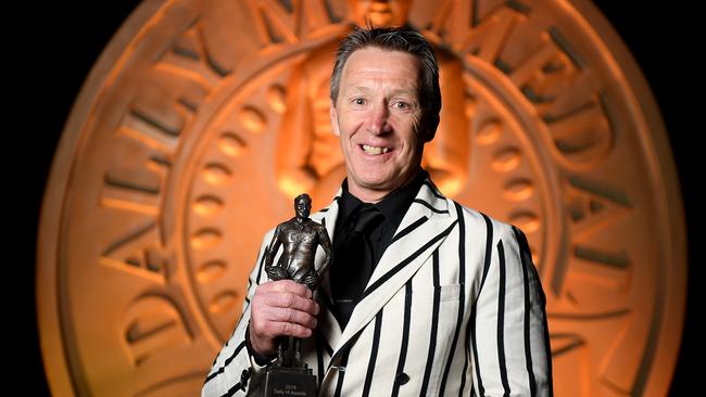 Melbourne Storm coach Craig Bellamy after winning the Coach of the Year award during the 2019 Dally M Awards. Picture: Dan Himbrechts/AAP