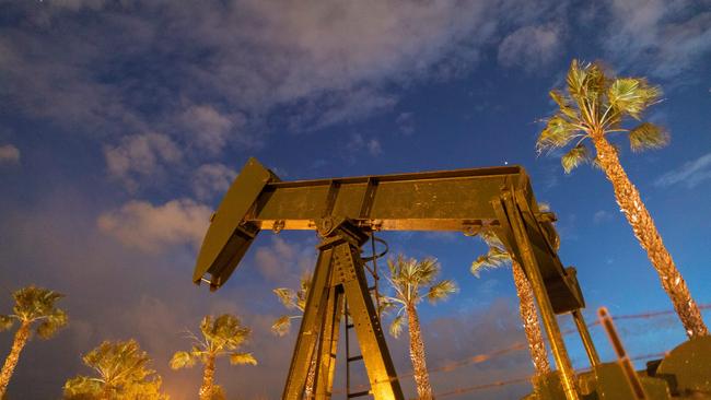 A pump jack draws crude oil from the Long Beach Oil Field in Signal Hill, California Picture: AFP