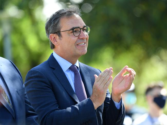 ADELAIDE, AUSTRALIA - JANUARY 29: SA Premier Steven Marshall during a media opportunity ahead of the 'A Day at the Drive' exhibition tournament this evening, at Memorial Drive on January 29, 2021 in Adelaide, Australia. (Photo by Mark Brake/Getty Images)