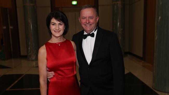 Anthony Albanese his ex-wife Carmel Tebbutt at the mid-winter ball at Parliament House in 2018. Picture: Gary Ramage