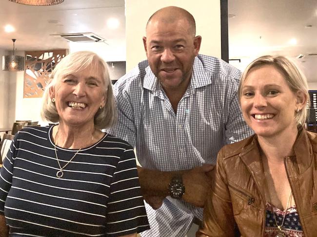 Andrew Symonds with his mother Barbara (left) and sister Louise (right). Picture: Supplied