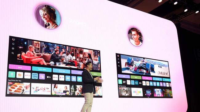 Frank Lee of LG Electronics Media Entertainment Solution Marketing speaks during LG's news conference at CES on January 6, 2025 in Las Vegas. Picture: Ian Maule / AFP