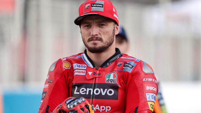 Ducati Lenovo Team's Australian rider Jack Miller looks on ahead of the Qatar MotoGP Grand Prix at the Losail International Circuit on the outskirts of Qatar's capital Doha on March 3, 2022. (Photo by KARIM JAAFAR / AFP)