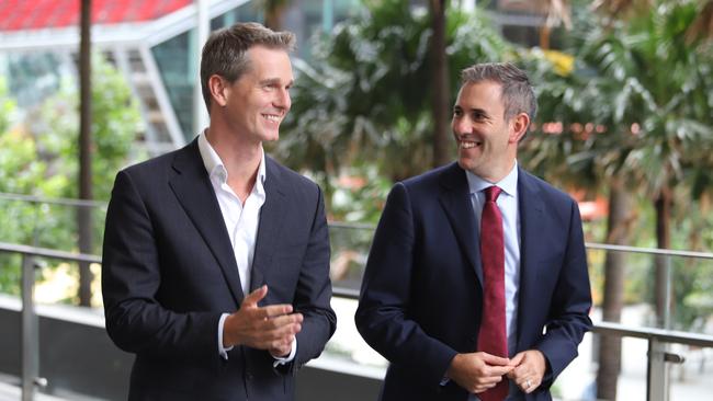 Andrew Charlton and opposition treasurer spokesman Jim Chalmers in Parramatta on April 1. Picture: Twitter