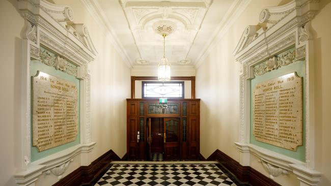 Honour roll of Tasmanian public service members who served during World War 1 in the Tasmanian Treasury building in Hobart which is being divested by the State Government.11/09/2019photography Peter Mathew