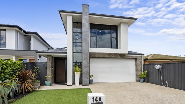 The elegant facade of Erin Phillips’ 14A Driver Court, West Lakes home. Supplied