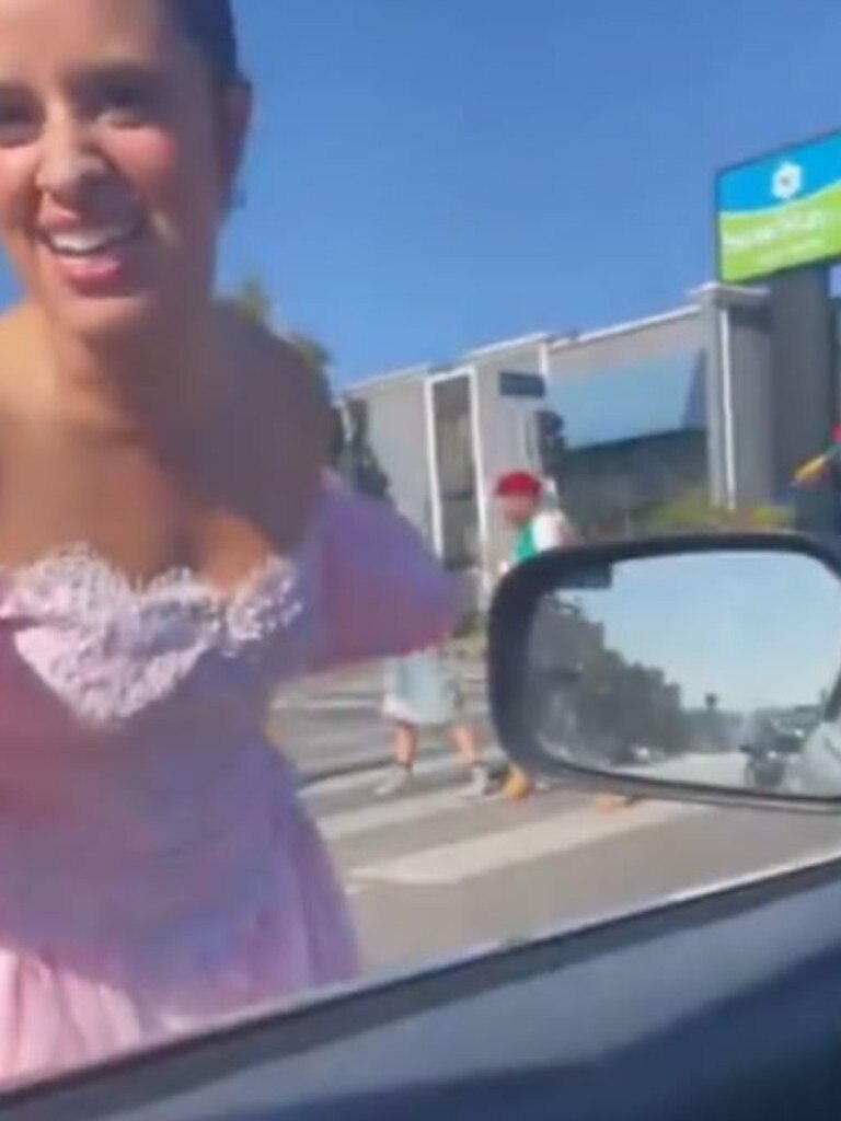 Camila danced in front of the traffic. Picture: Twitter