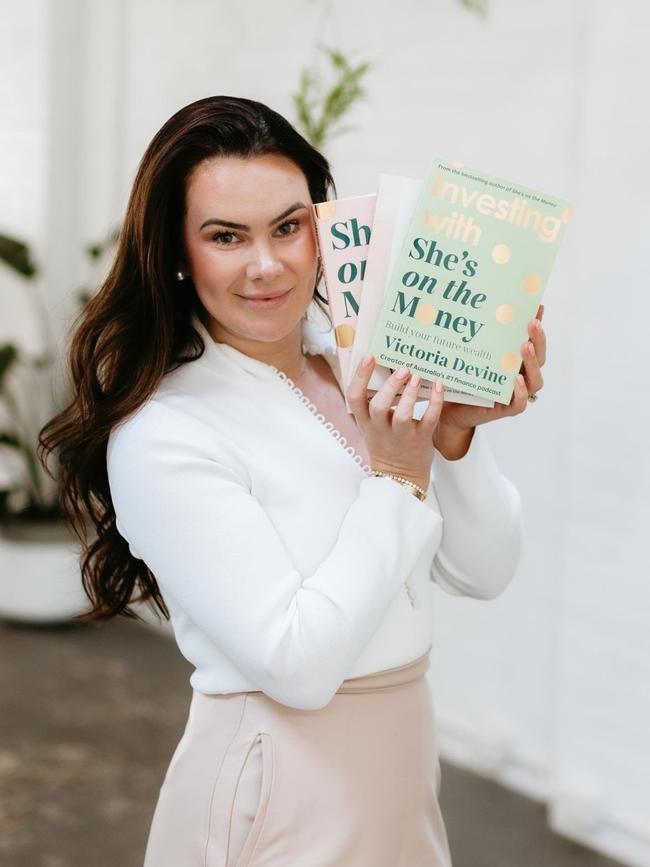 Victoria Devine with some of her best-selling books. Picture: Supplied