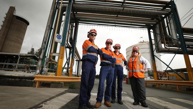 Workers at Incitec Pivot's Gibson Island ammonia plant in Brisbane. Picture: Lyndon Mechielsen