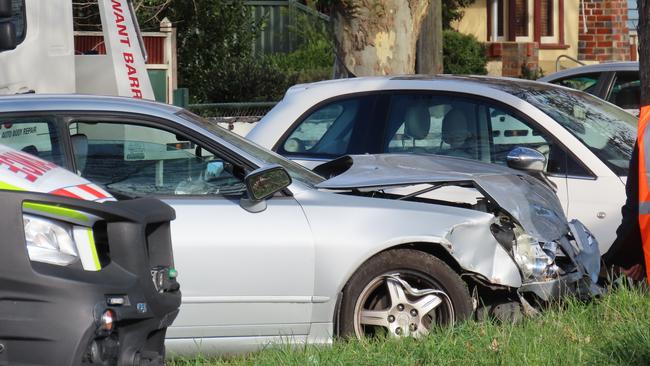 One of the crashed vehicles.